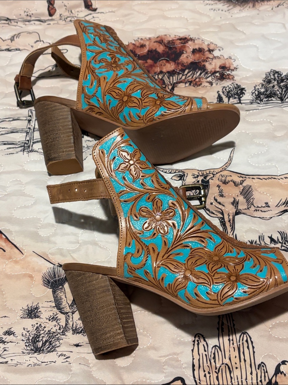 Myra Bag Darington Ranch Heels hand-tooled leather size 9 - Picture 7 of 10